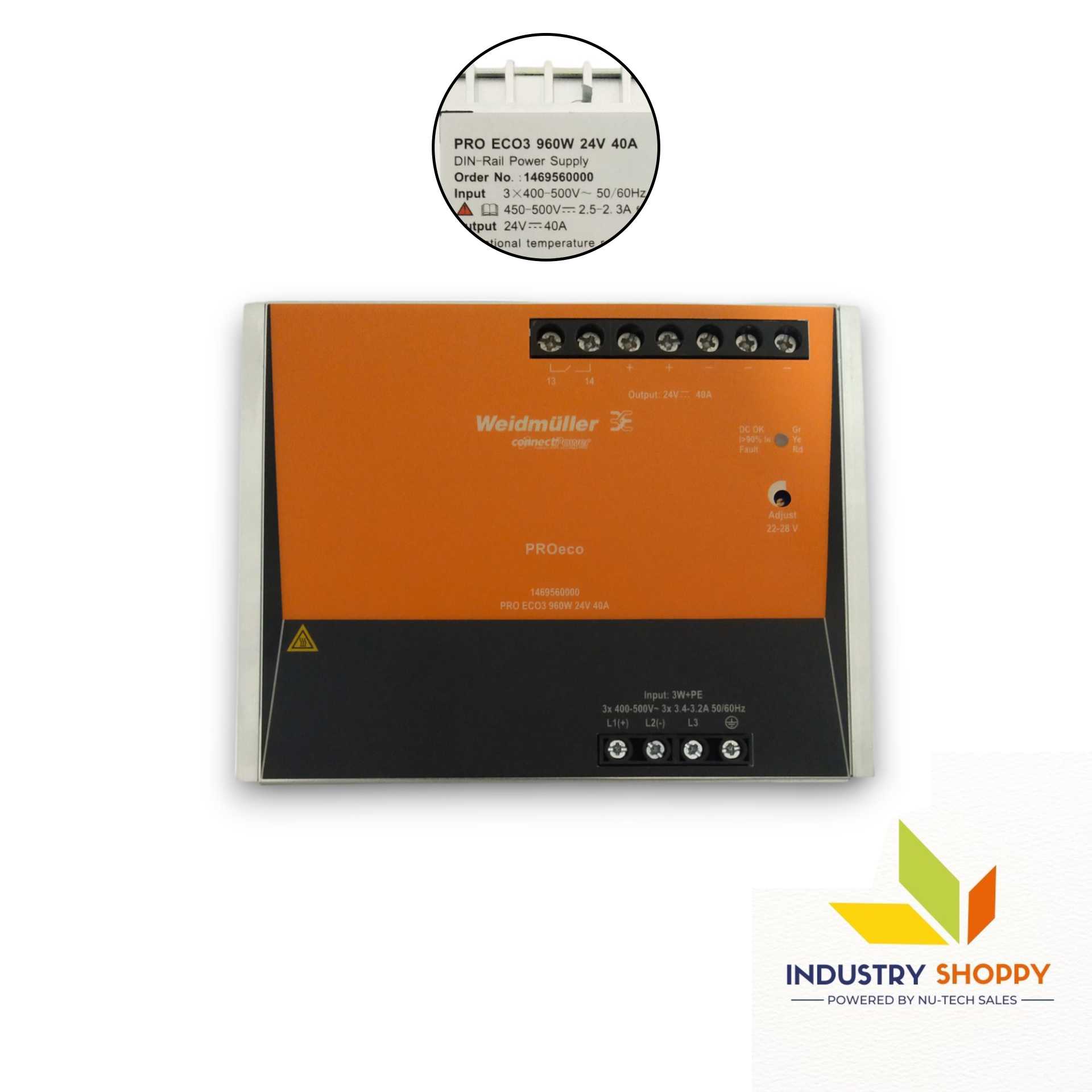 Weidmuller PRO ECO3 960W 24V 40A SMPS Power Supply Weidmuller PRO ECO3 960W 24V 40A SMPS Power Supply